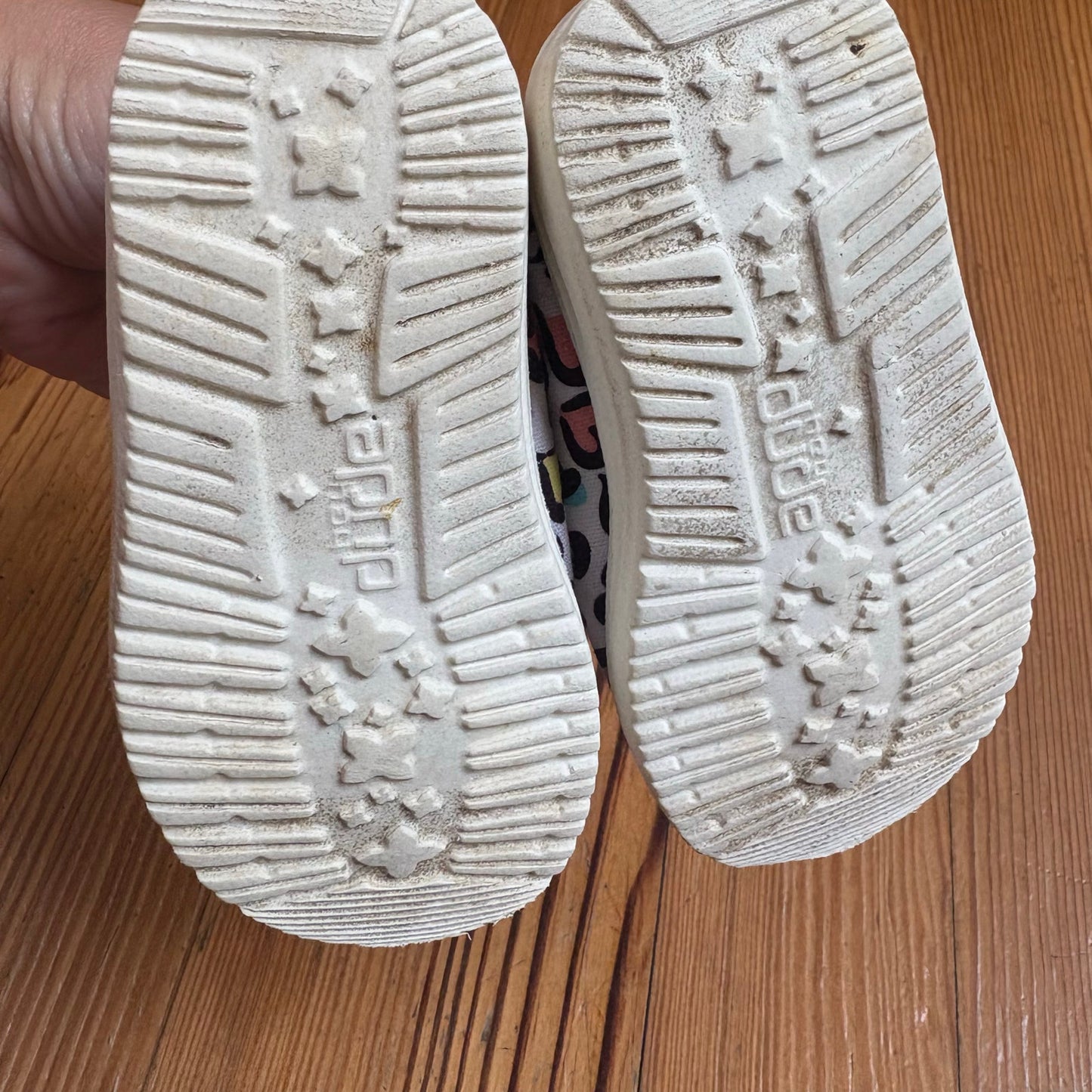 Hey Dude white colorful hearts slip on toddler shoe SIZE 7