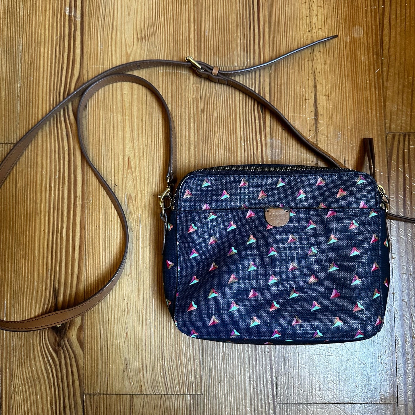 Fossil Sydney navy geometric crossbody shoulder bag
