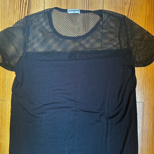 La Dystinction black mesh maxi t-shirt dress SIZE M