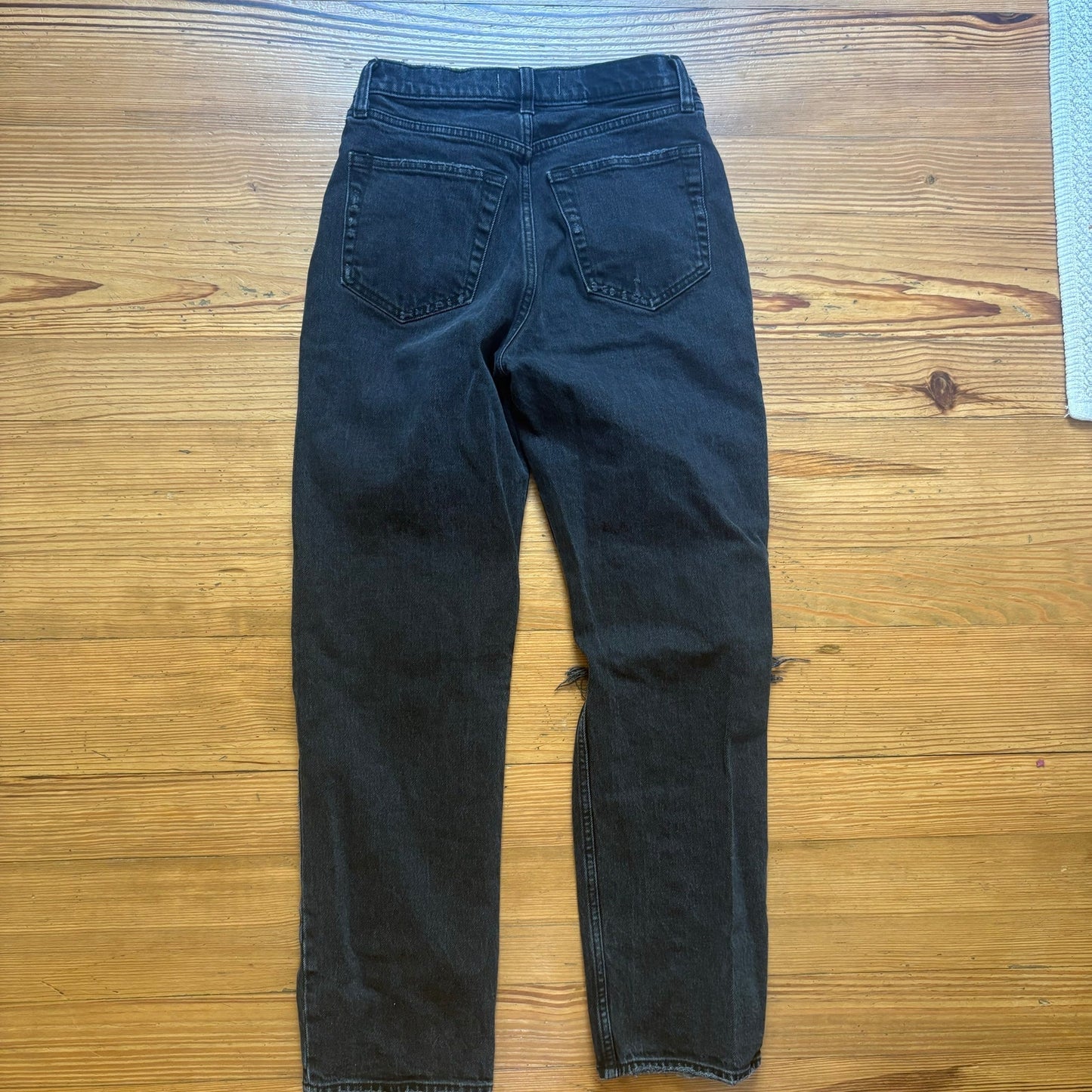 Abercrombie & Fitch black high rise distressed button fly womens jeans SIZE 2