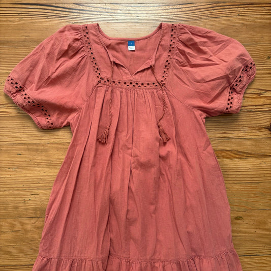 Old Navy orange cottage puff sleeve mini dress SIZE M
