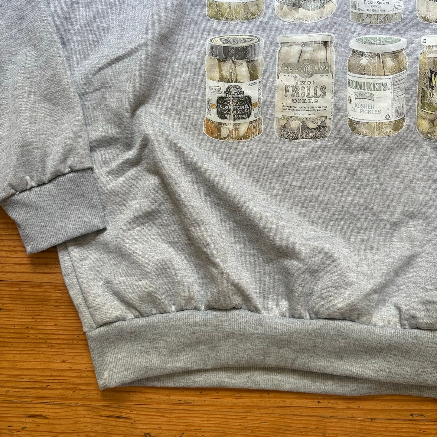 Shein light gray pickle jars graphic crew womens sweatshirt SIZE L