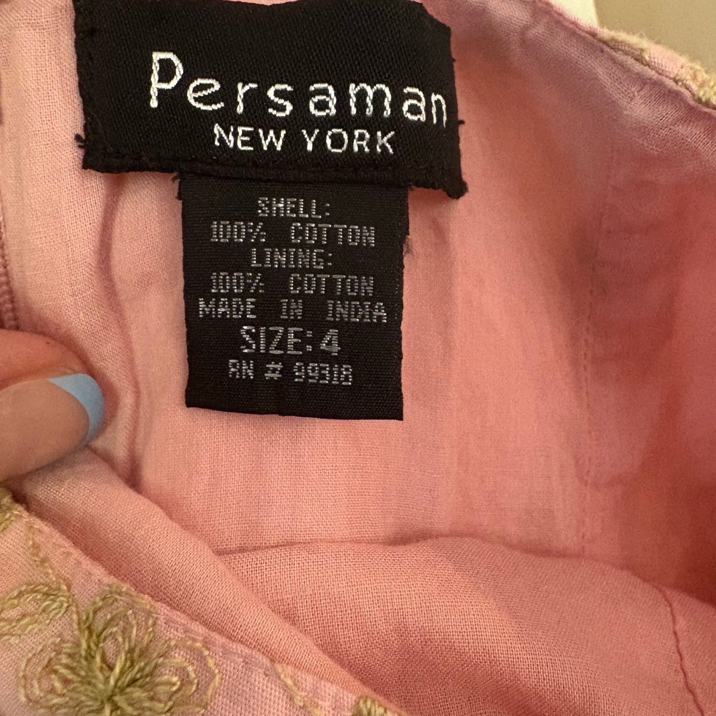 Persaman New York pink green floral threading y2k midi skirt SIZE 4