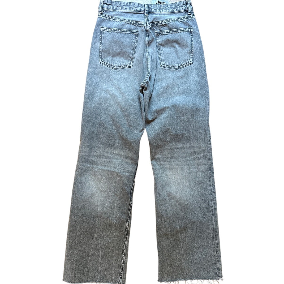 Zara gray vintage straight raw bottom hem womens jeans SIZE 10
