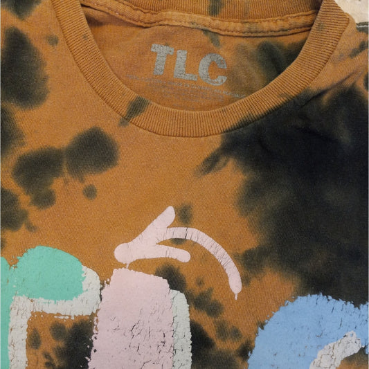 TLC y2k brown black acid wash short sleeve graphic shirt SIZE M