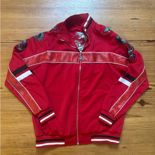 Reason Clothing Viper Track jacket red snake embroidered cobra skin rose SIZE XL
