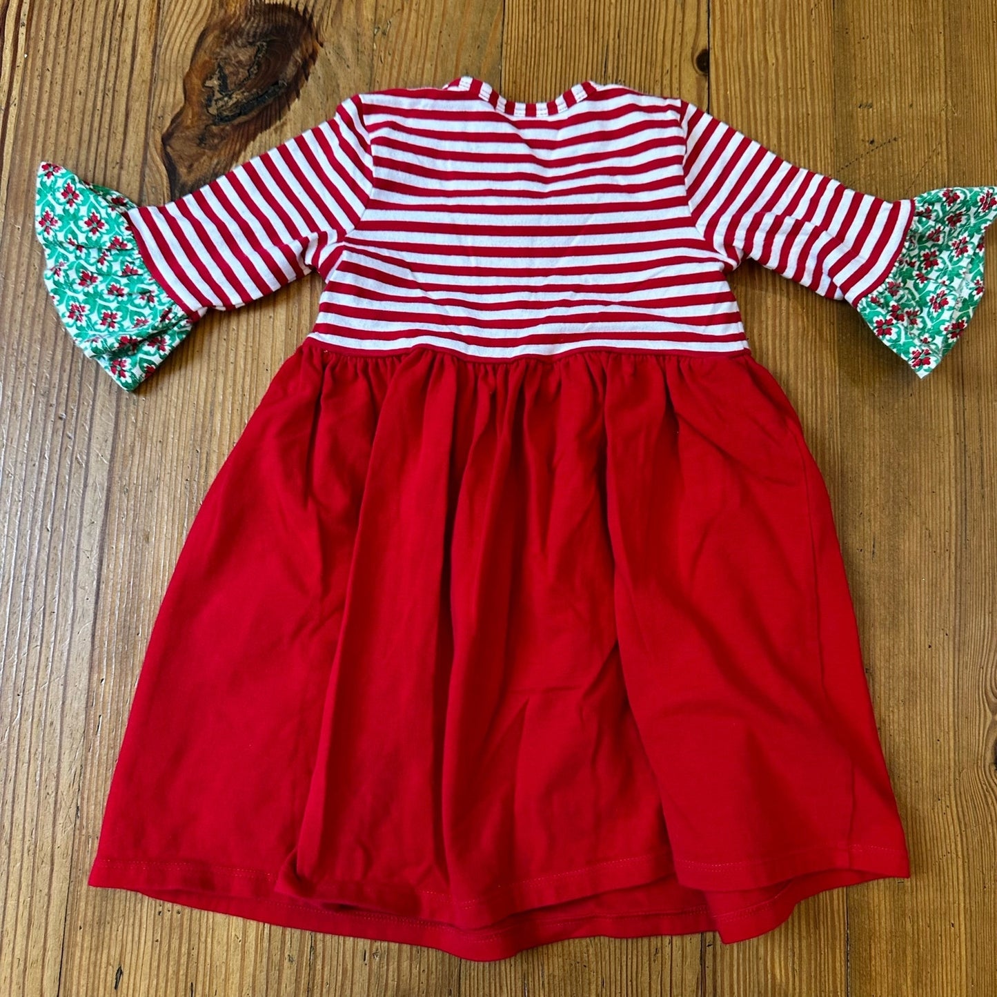 Bonnie Baby red white striped Christmas holiday quarter sleeve midi dress SIZE 24M