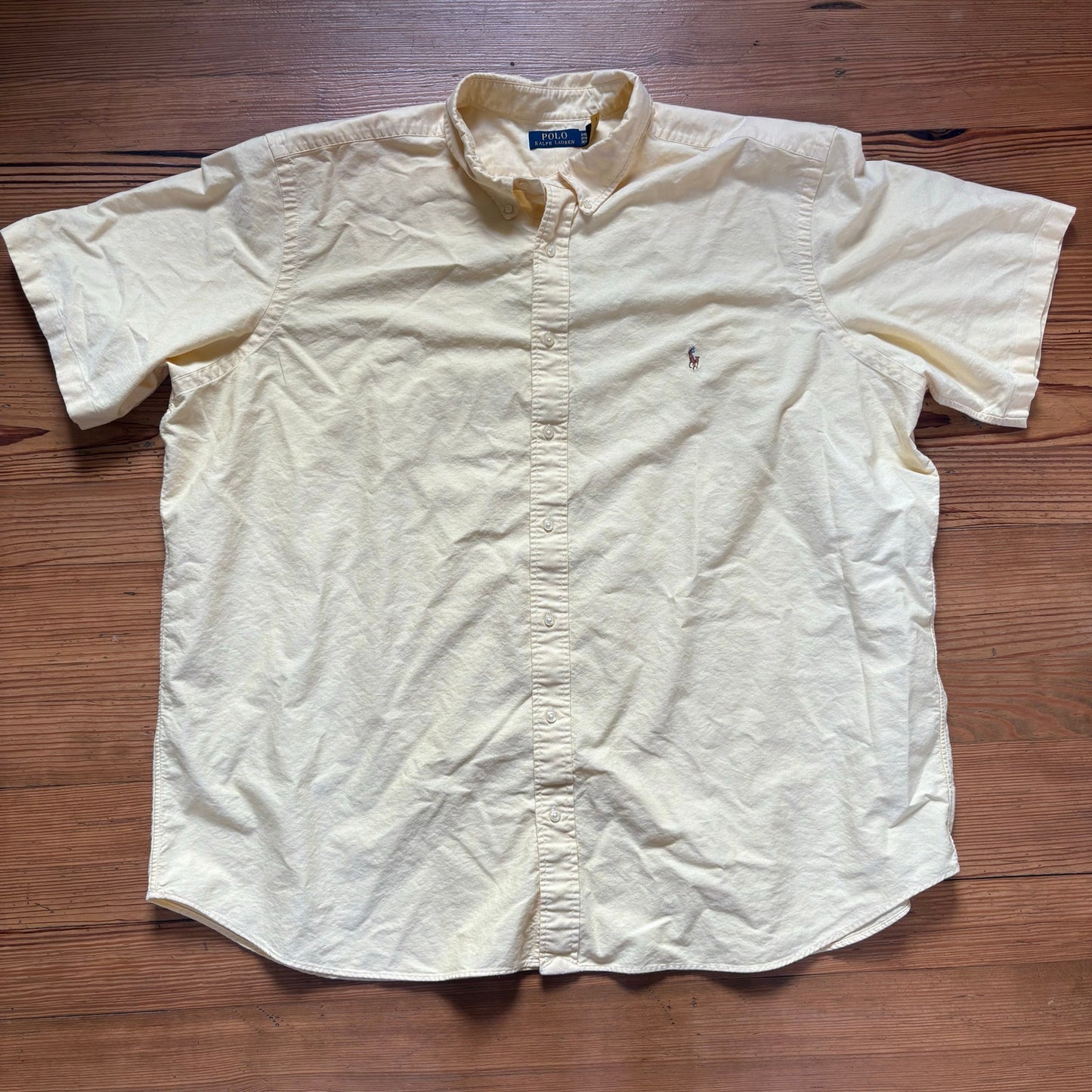 Polo Ralph Lauren pastel yellow short sleeve button up collar shirt SIZE 3XB
