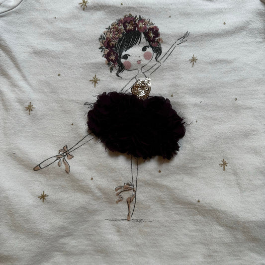 Isaac Mizrahi white ballet purple textured tutu short sleeve shirt SIZE 5