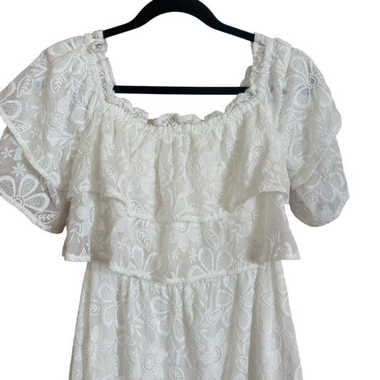 BB Dakota white lace off shoulder ruffle maxi dress SIZE M