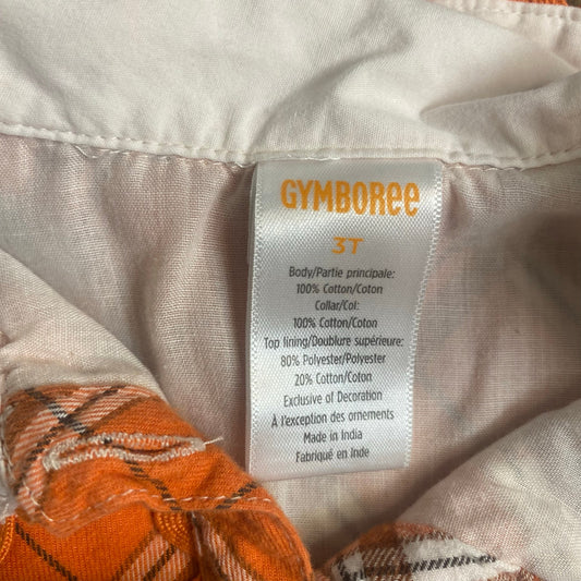 Gymboree orange pumpkin plaid collar short sleeve toddle dress SIZE 3T