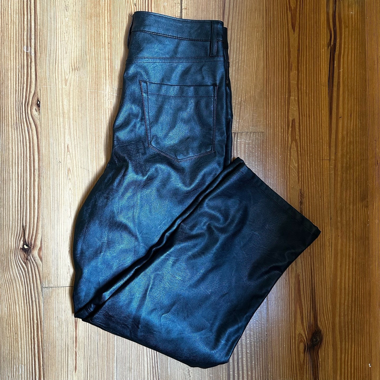 Blank NYC The Baxter black faux leather ribcage straight pants SIZE 27