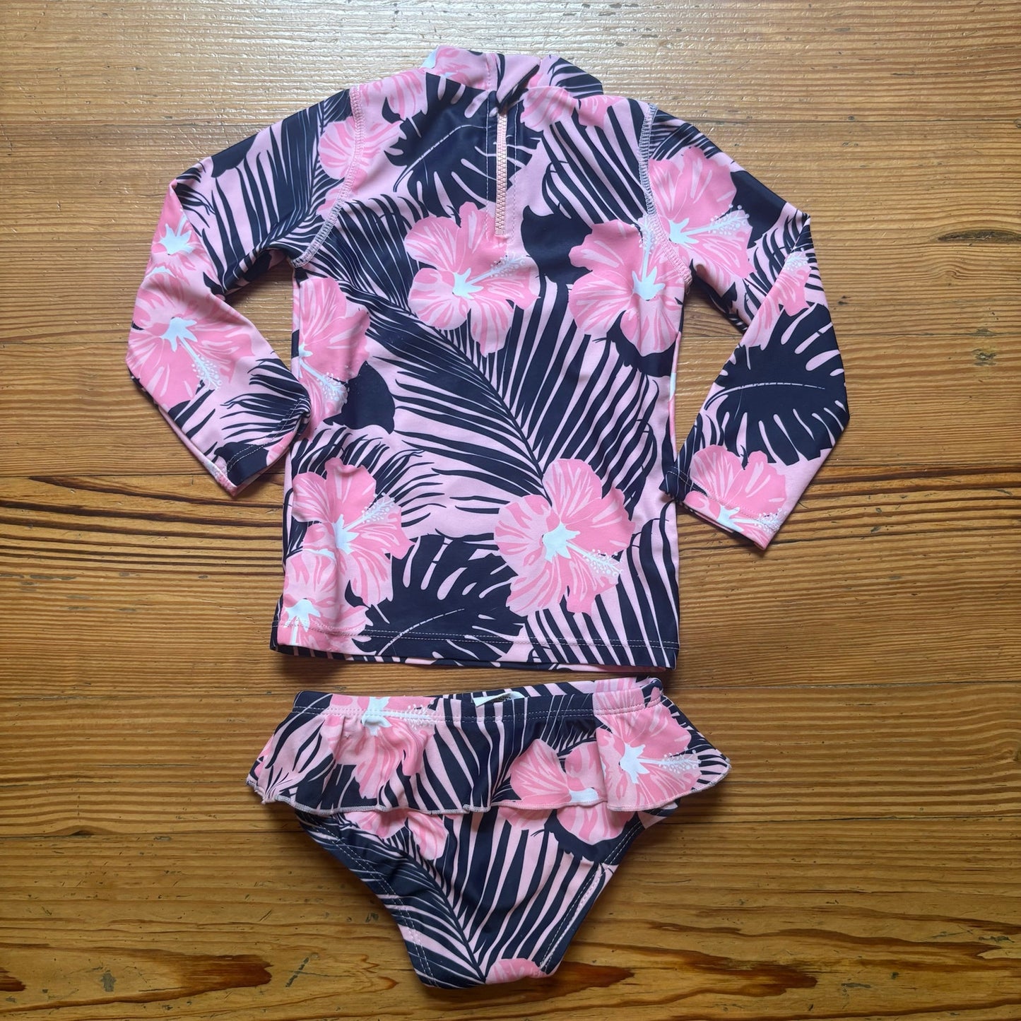 Shade Critters Vacay neon floral rash guard two piece swimsuit SIZE 18-24M