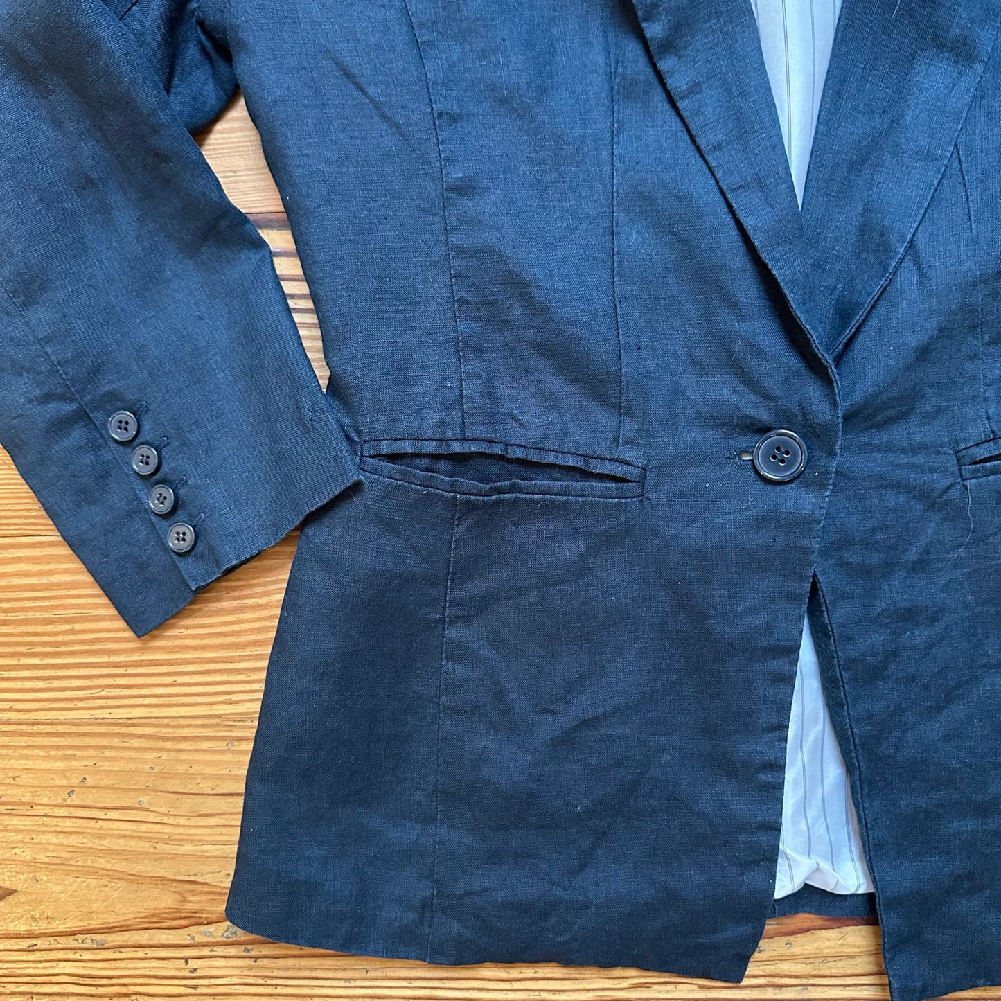 Love Tree navy blue linen button blazer SIZE S