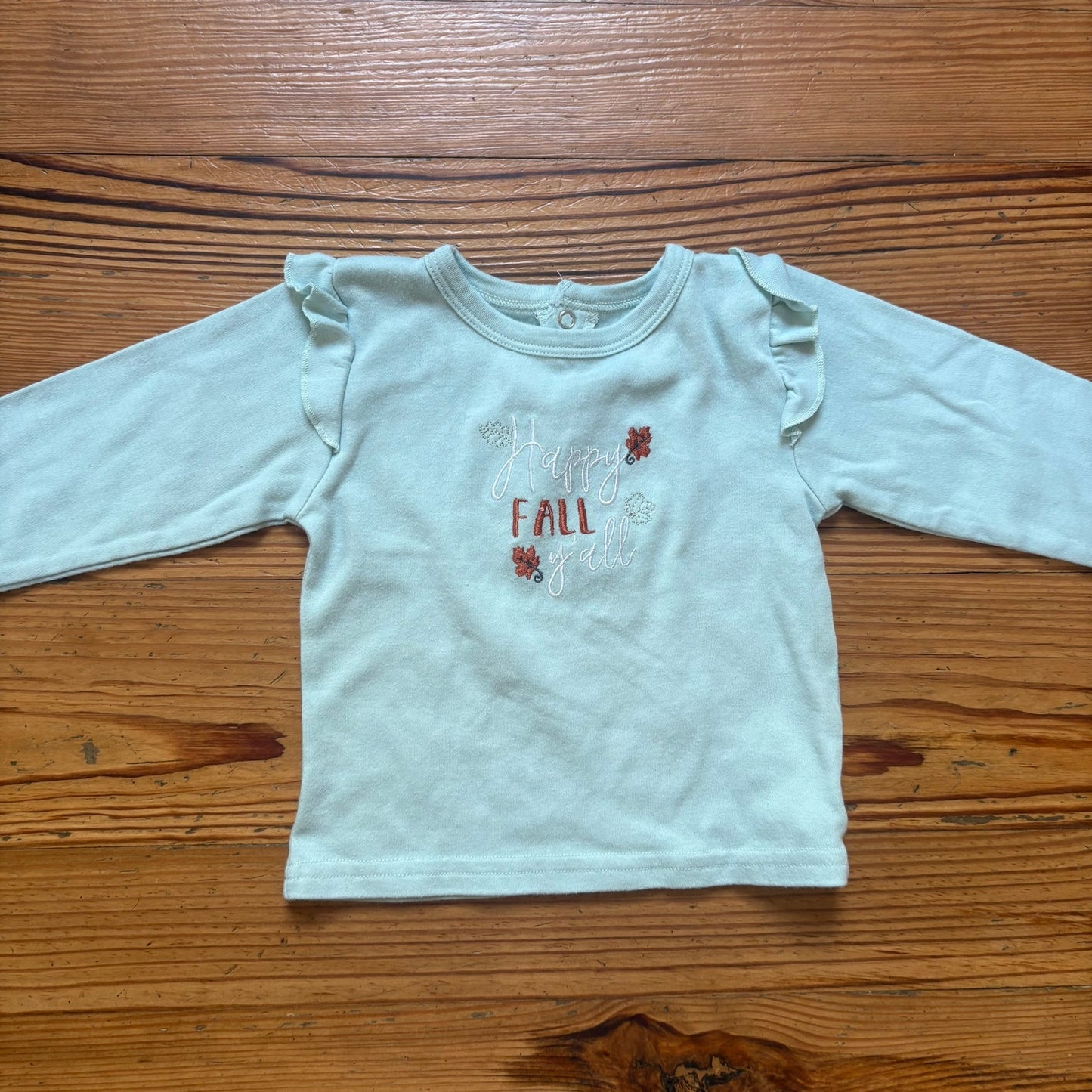 Lila & Jack light green Happy Fall Ya'll long sleeve baby shirt SIZE 18-24M