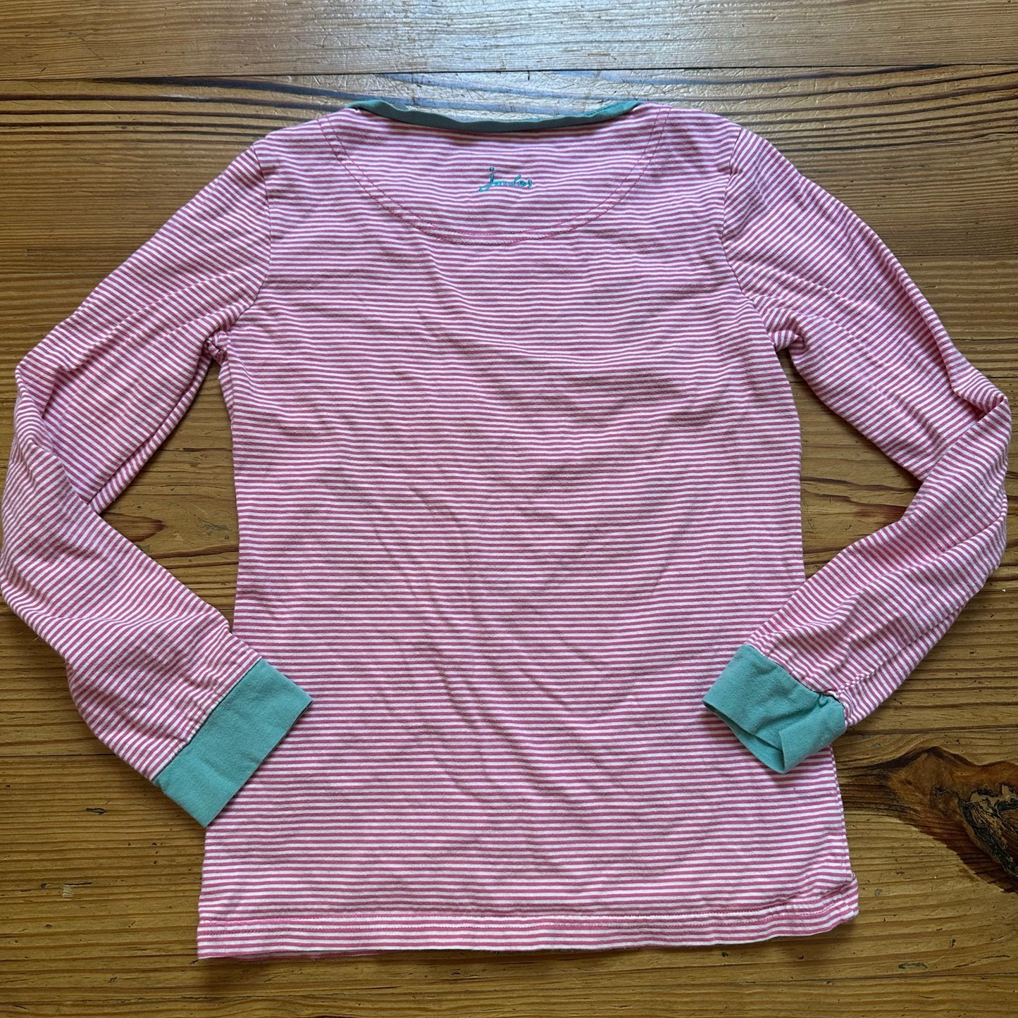 Joules pink white striped unicorn embroidered long sleeve crew shirt SIZE 9