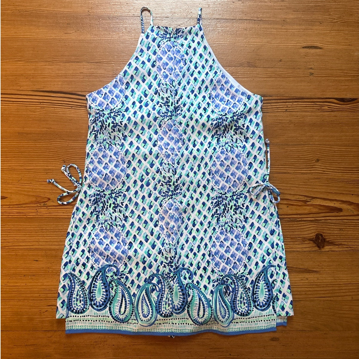 Lilly Pulitzer white blue green sleeveless tank resort romper SIZE 12