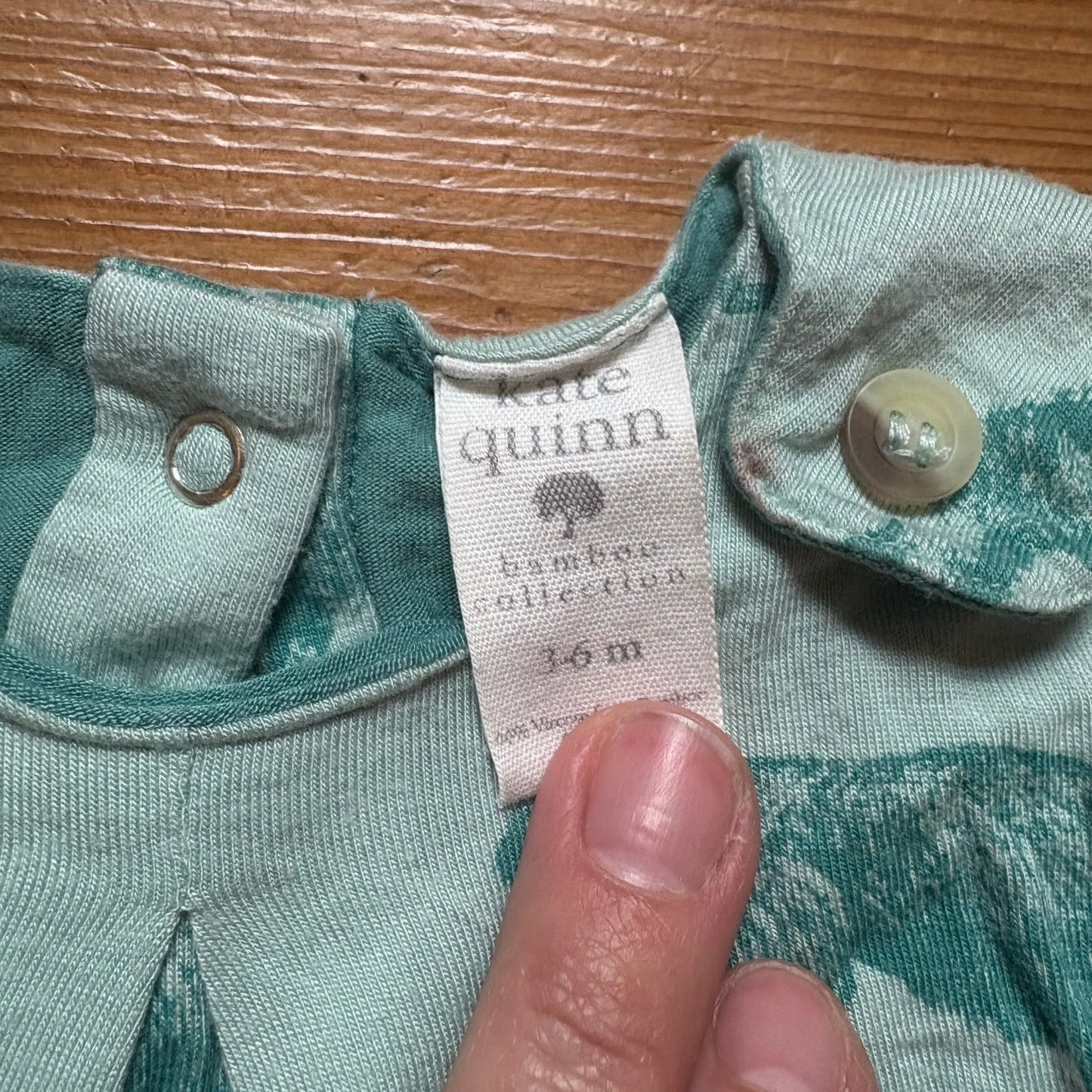 Kate Quinn bamboo light blue green llama long sleeve bodysuit dress SIZE 3-6M