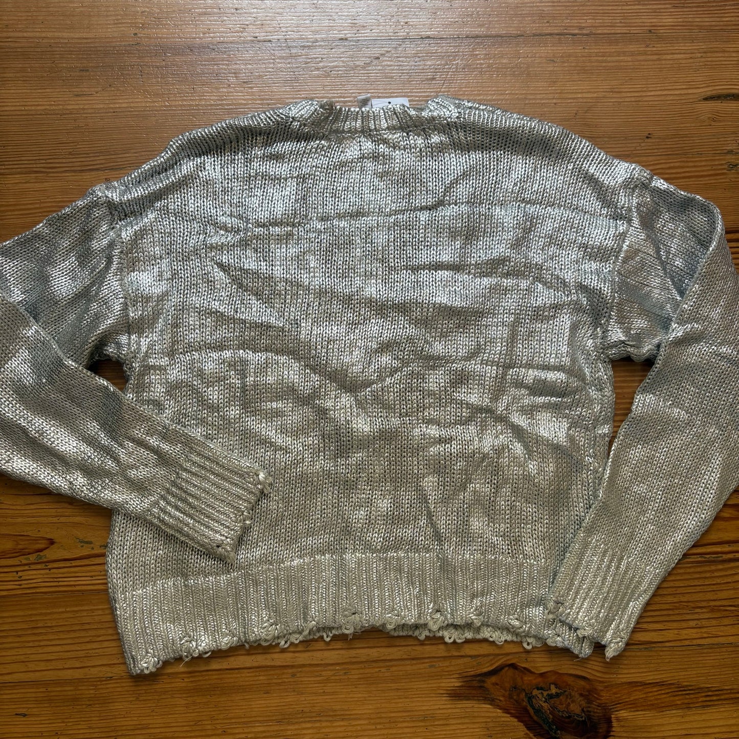 NWT Seven7 silver knit button up cardigan sweater SIZE L