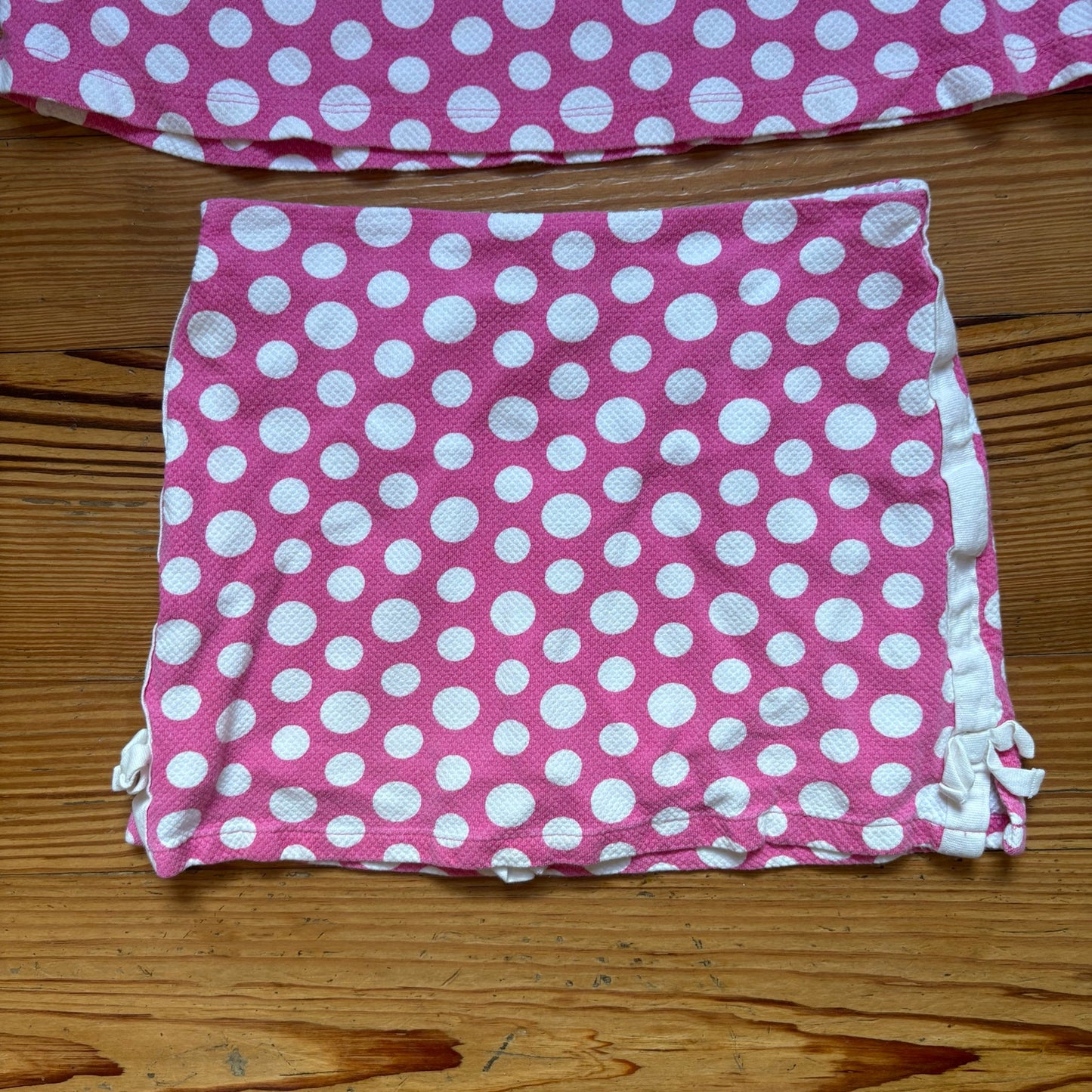 J. Khaki pink white polka dot ruffle tank skort girls set SIZE 6