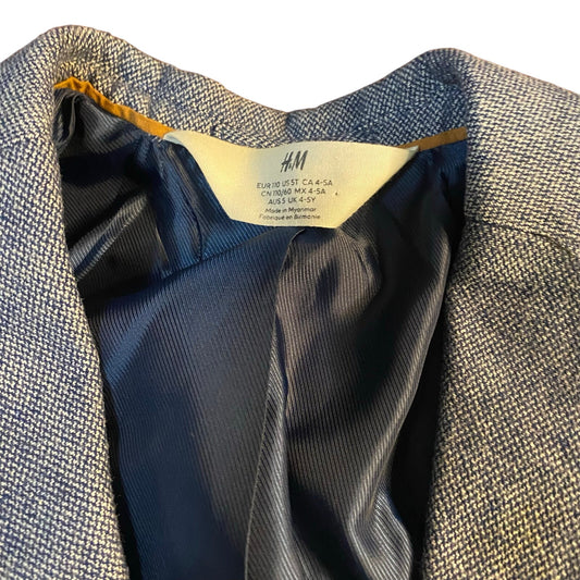 H&M blue tweed single breast boys suit blazer SIZE 5