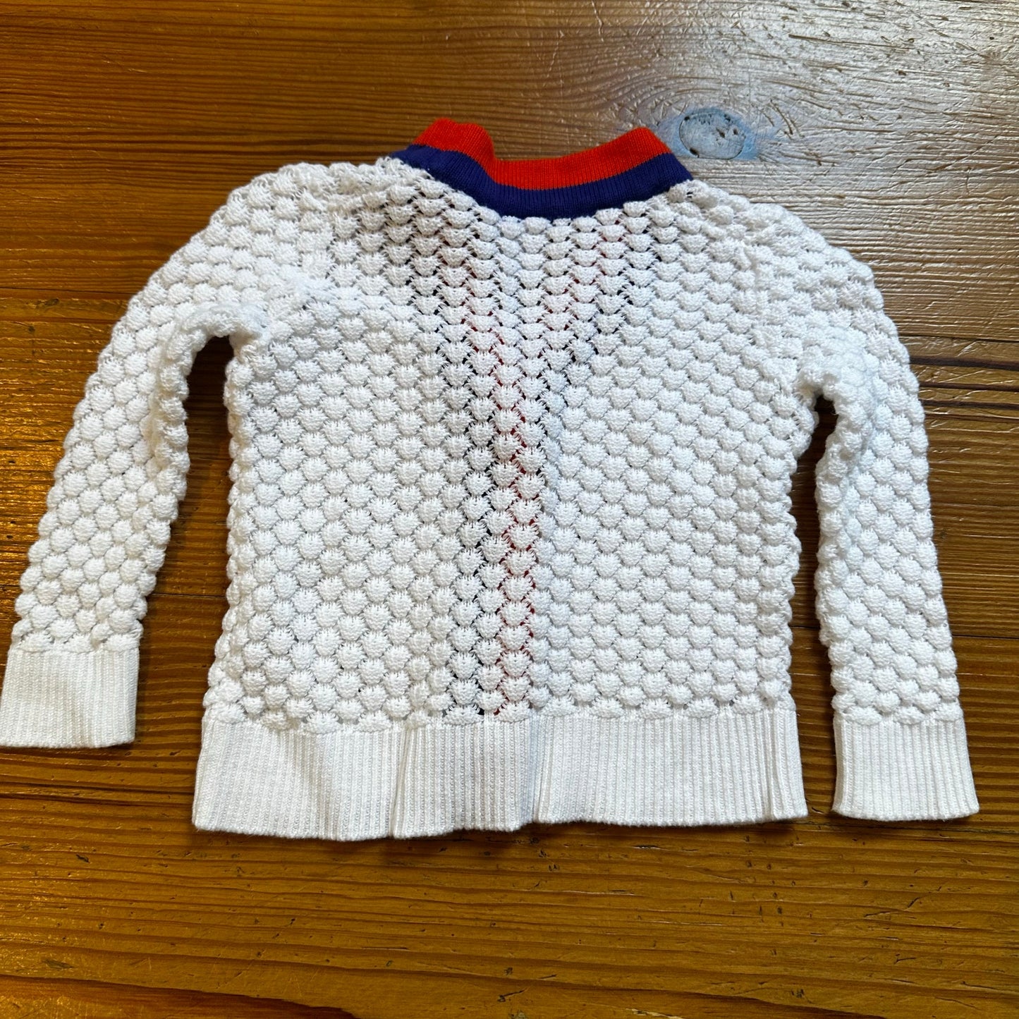Janie and Jack white knit orange purple trim cardigan sweater SIZE 6-12M