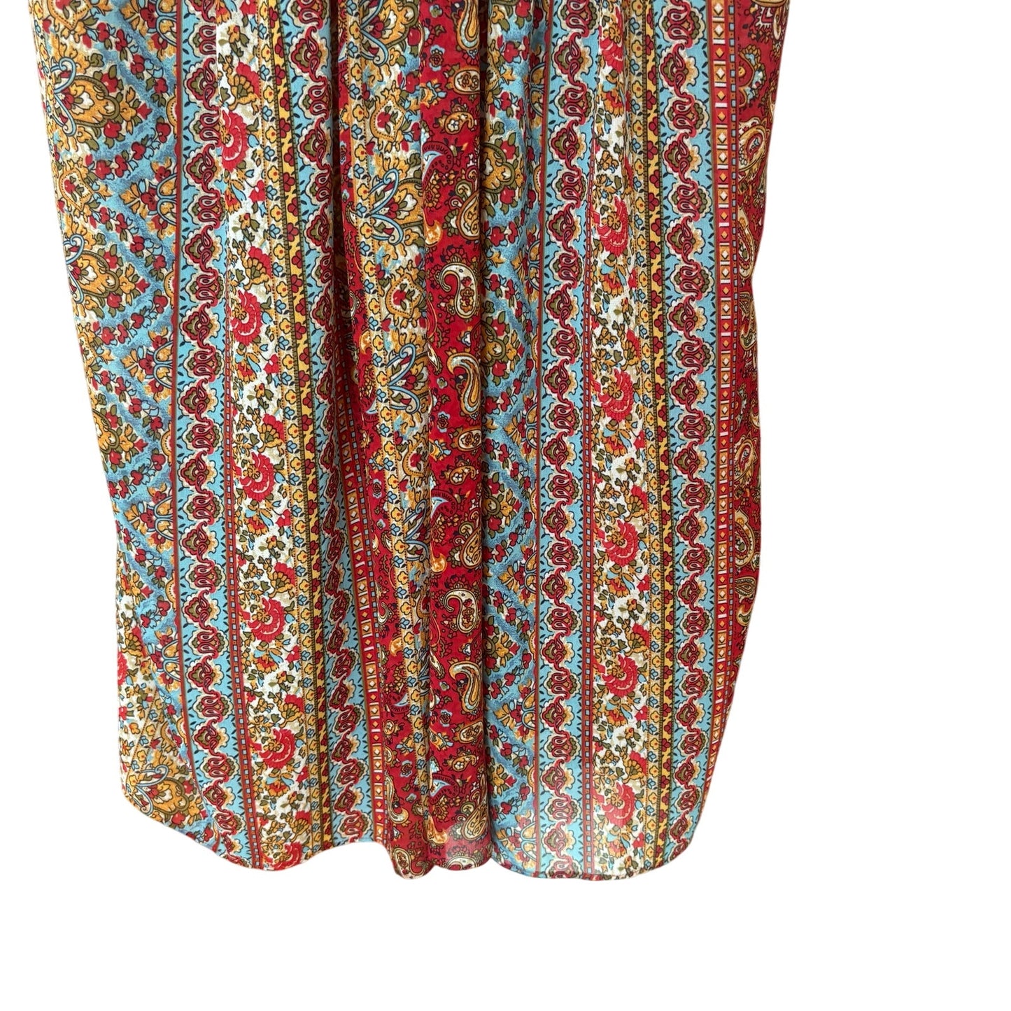 Oscar de la Renta 90s red blue floral boho adjustable strap sheer dress SIZE S