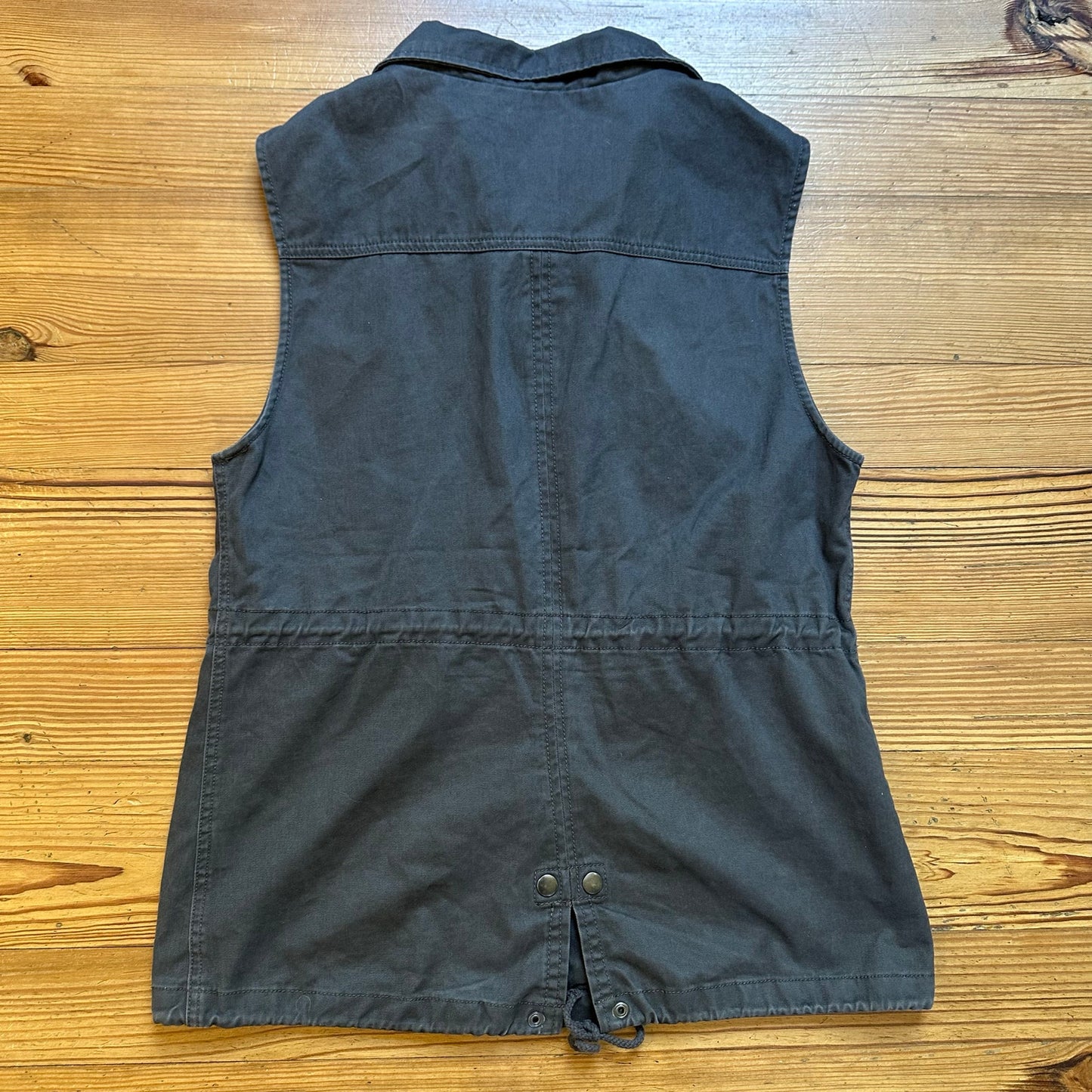 Per Se gray full zip snap high collar cargo utility vest SIZE L