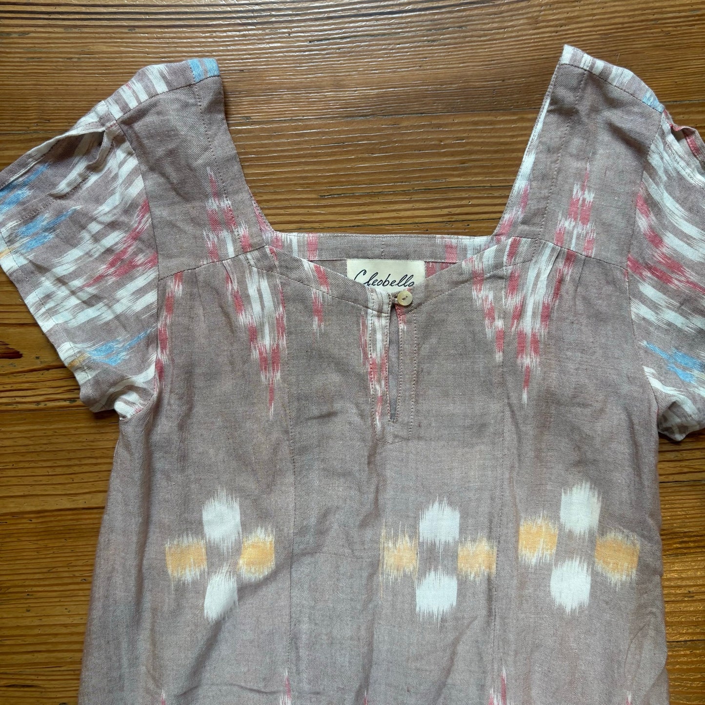 Cleobella neutral brown ruffle bottom oversized shirt dress SIZE XS