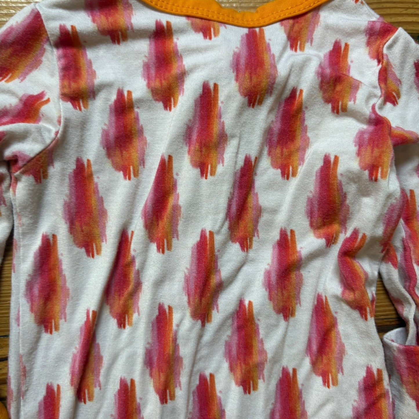 Kozi & Co orange red pattern bamboo full zip bodysuit pajamas SIZE 6-12M
