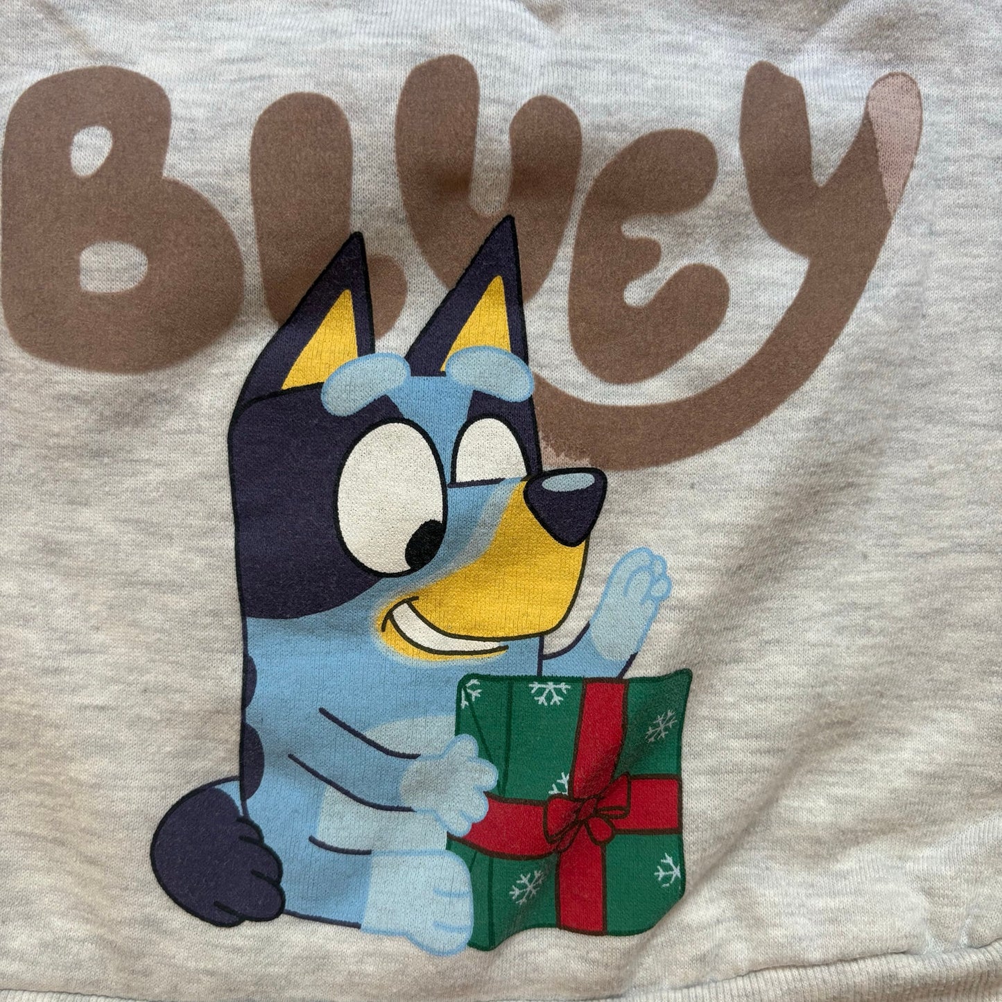 Bluey gray Christmas holiday graphic No Peeking crew baby sweatshirt SIZE 18M