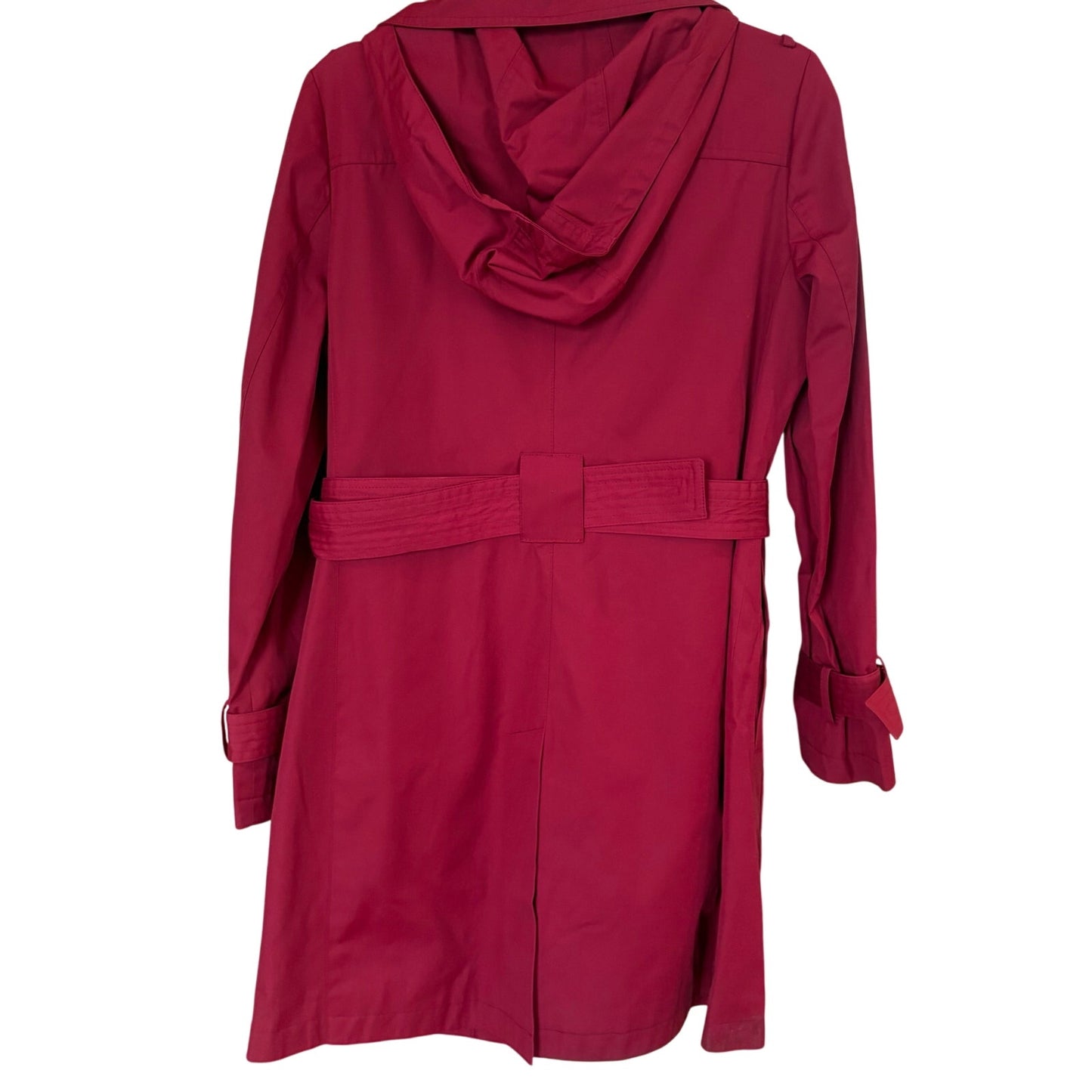Michael Kors dark red hooded belted womens trench coat SIZE S