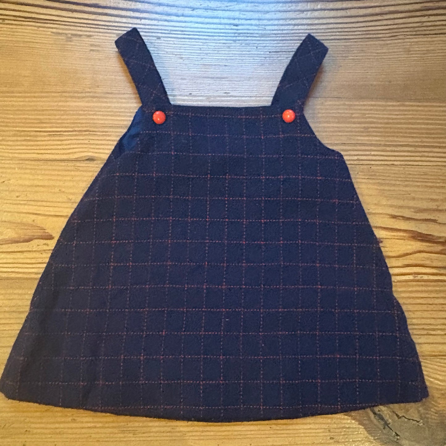 Vintage dark navy blue cherry wool embroidered beaded baby overall skirt SIZE 2T