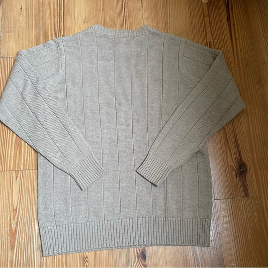 Oscar de la Renta brown cable knit crew neck sweater SIZE M