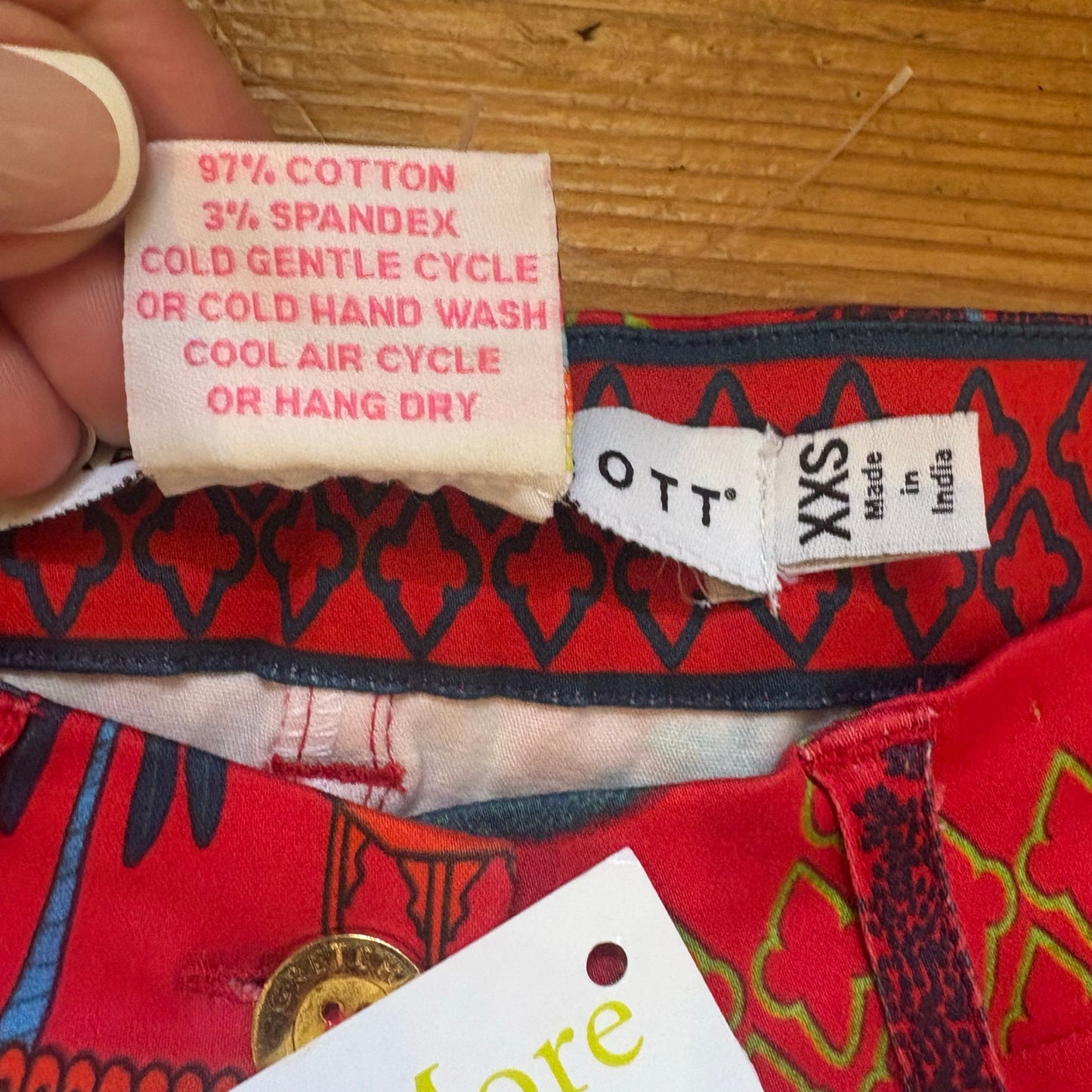 NWT Gretchen Scott red Asian print high rise skinny pants SIZE XXS