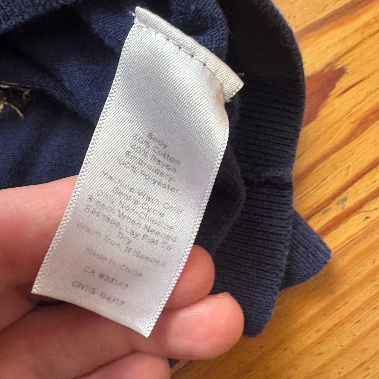 Talbots Paris dark navy blue embroidered crew lightweight sweater SIZE M