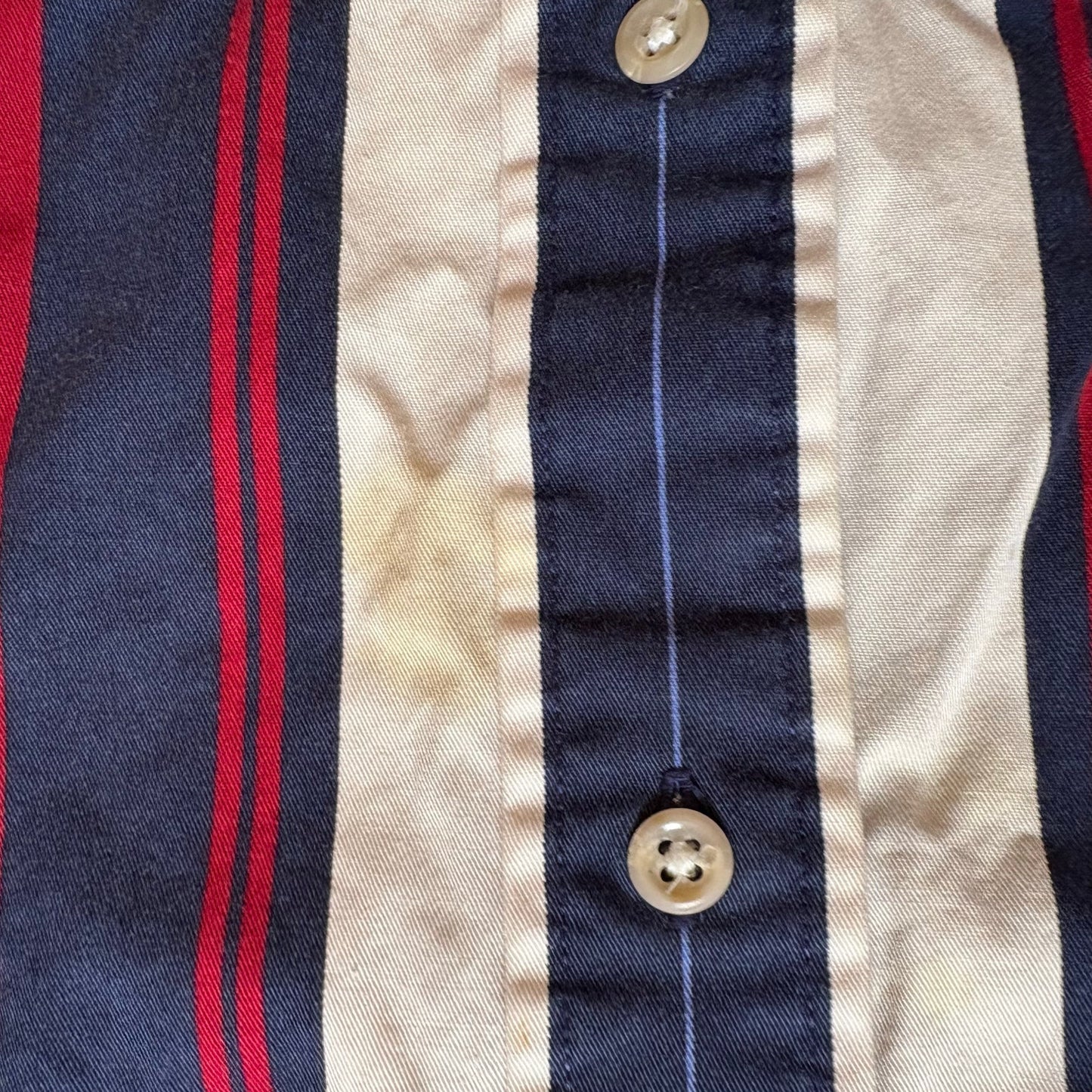 Tommy Hilfiger red white blue striped short sleeve button up shirt SIZE L