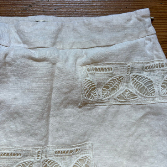 Anthropologie Moulinette Soeurs ivory linen mini skirt SIZE 0