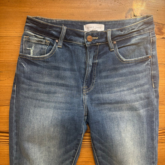 Risen dark wash high rise slim straight jeans SIZE 28