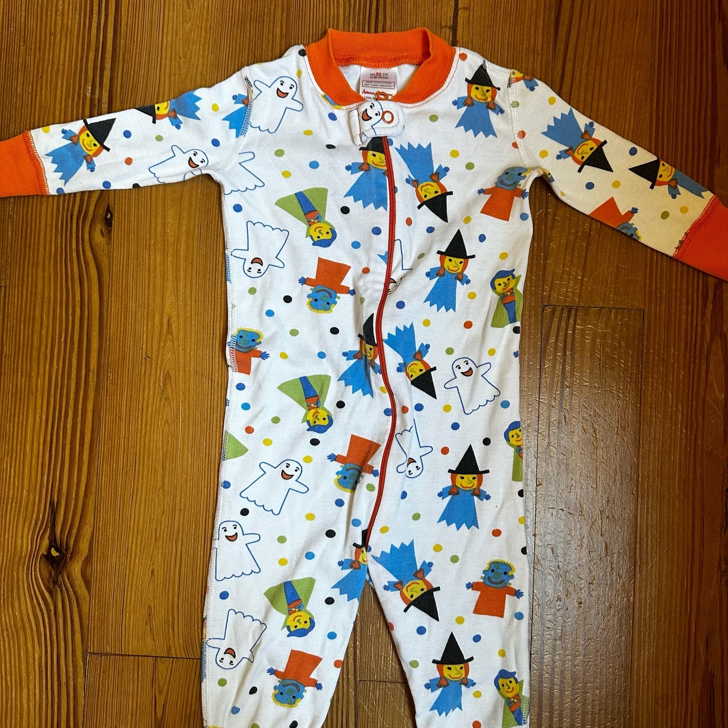 Hanna Andersson white Halloween zipper long sleeve and pant sleeper SIZE 18-24M
