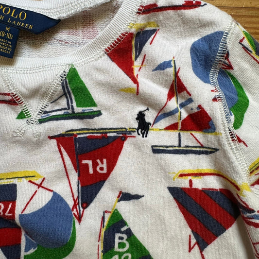 Polo Ralph Lauren white colorful sailboat graphic crew sweatshirt SIZE 8