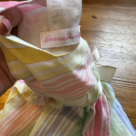 Bonnie Jean pastel striped gold threading sleeveless bow dress SIZE 4T