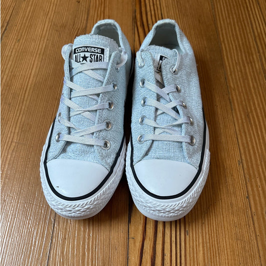 Converse All Star light blue metallic textile low top sneakers SIZE 6