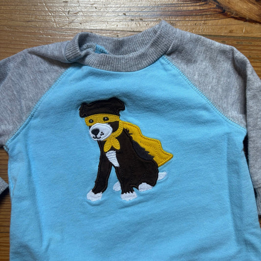 Carter's blue gray super dog embroidered long sleeve pant cotton pajamas SIZE 6M