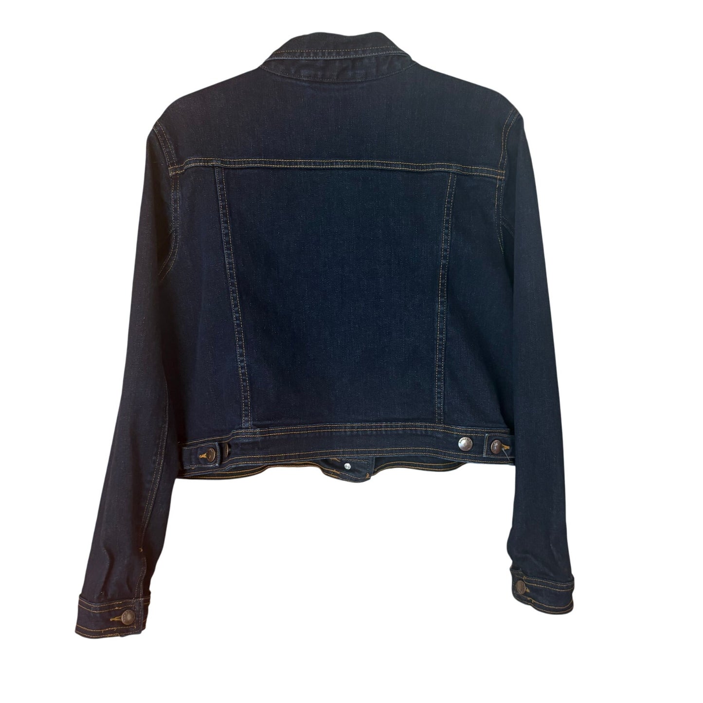 labelBe dark wash denim jean womens cropped jacket SIZE 14