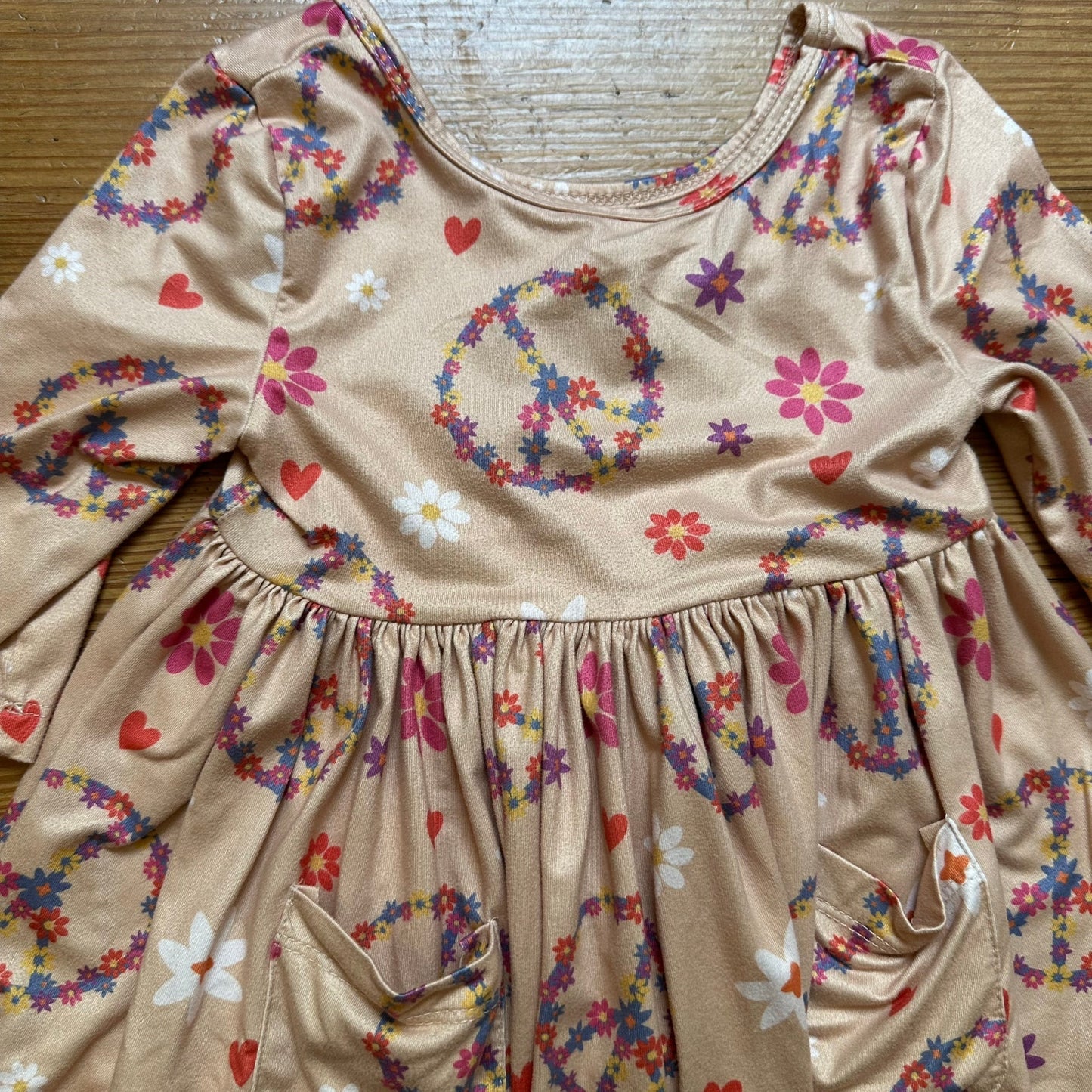Mila & Rose beige floral peace long sleeve dress SIZE 3T
