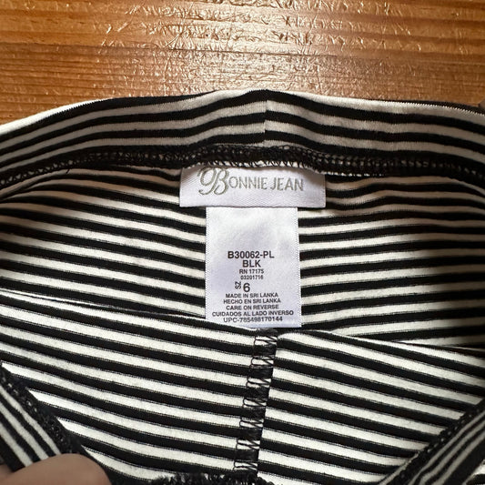 NWT Bonnie Jean black white striped ruffle bottom pants SIZE 6