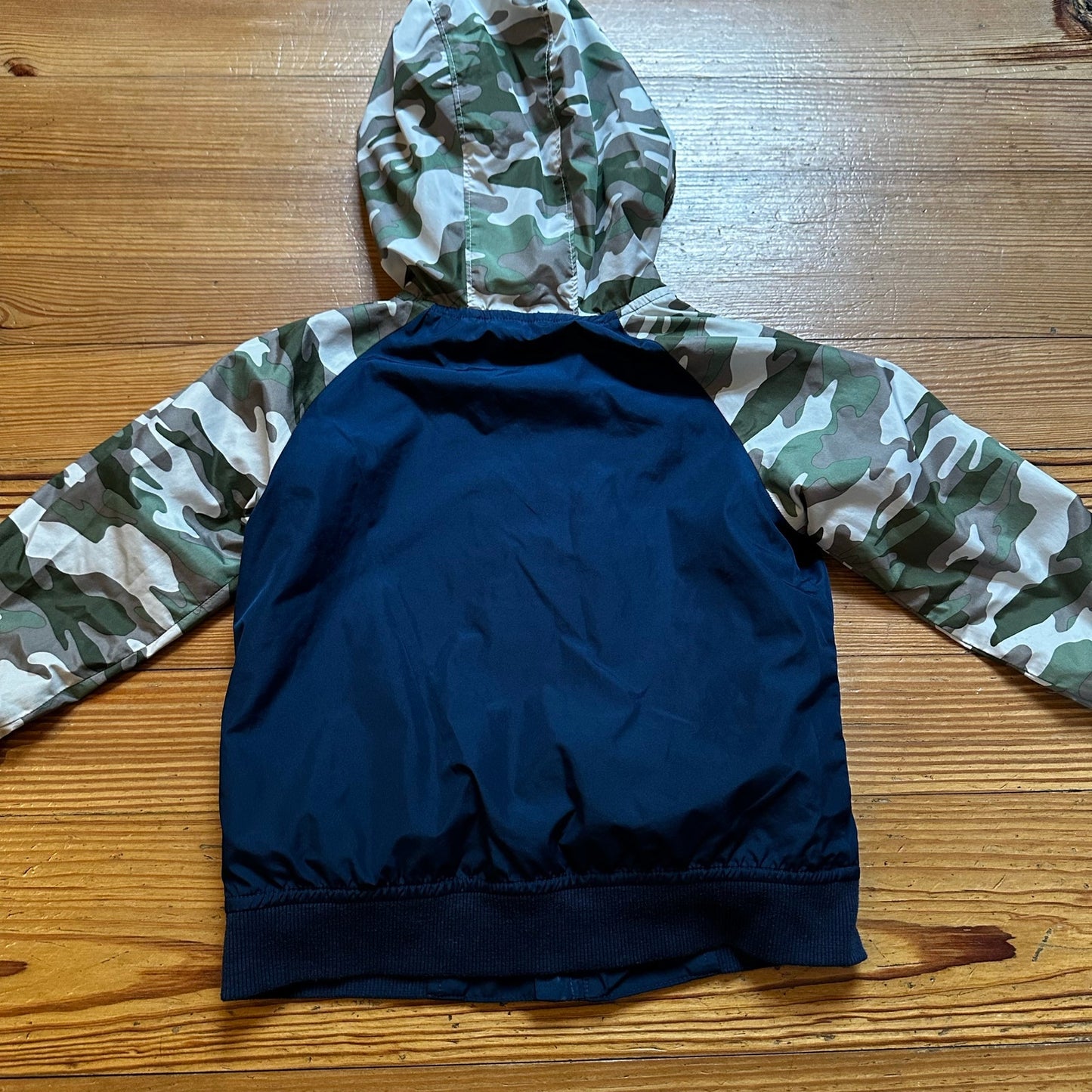 Wonder Nation dark navy camo hooded light windbreaker jacket SIZE 4