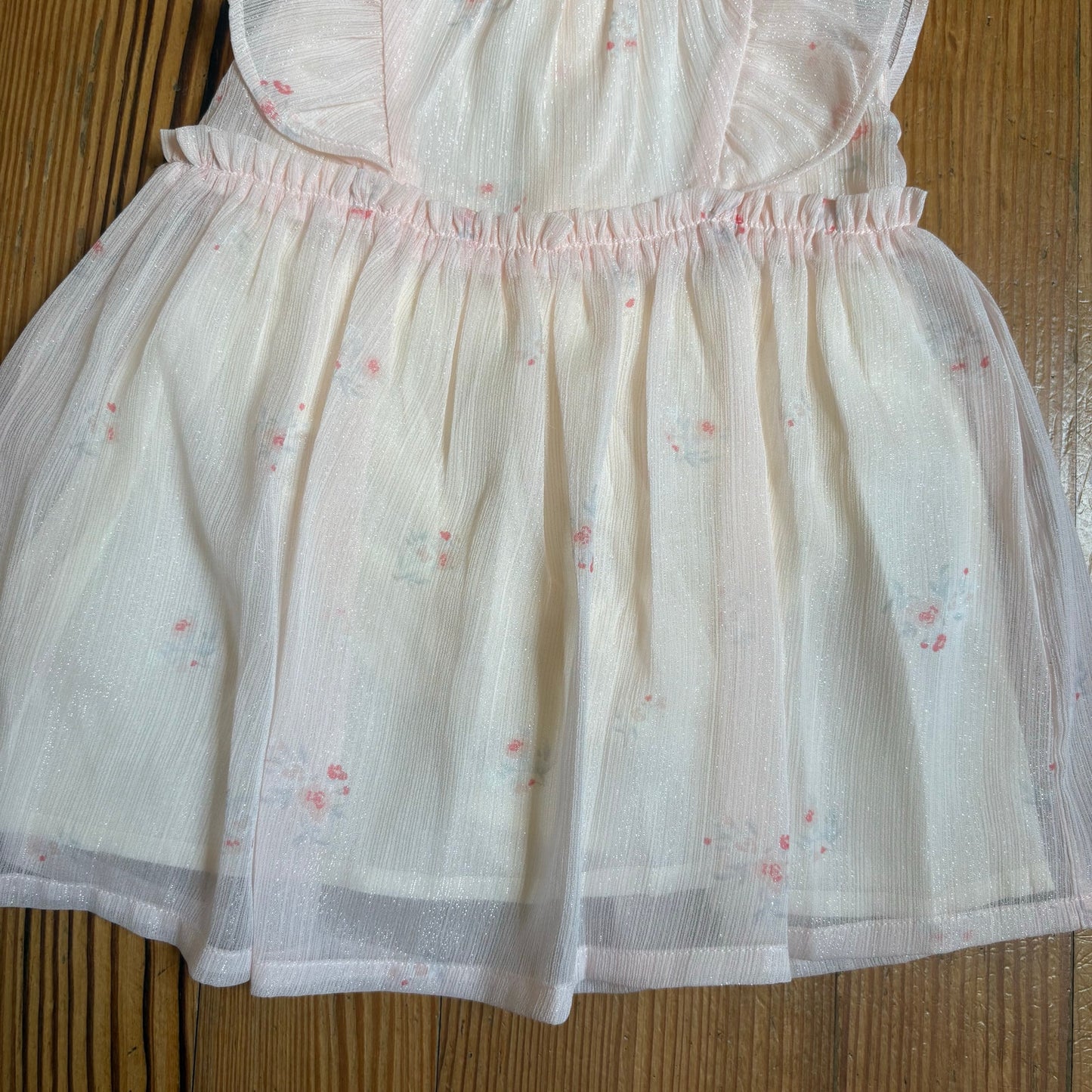 NWT Baby B'gosh light pink floral sheer overlay flutter sleeve dress SIZE 12M