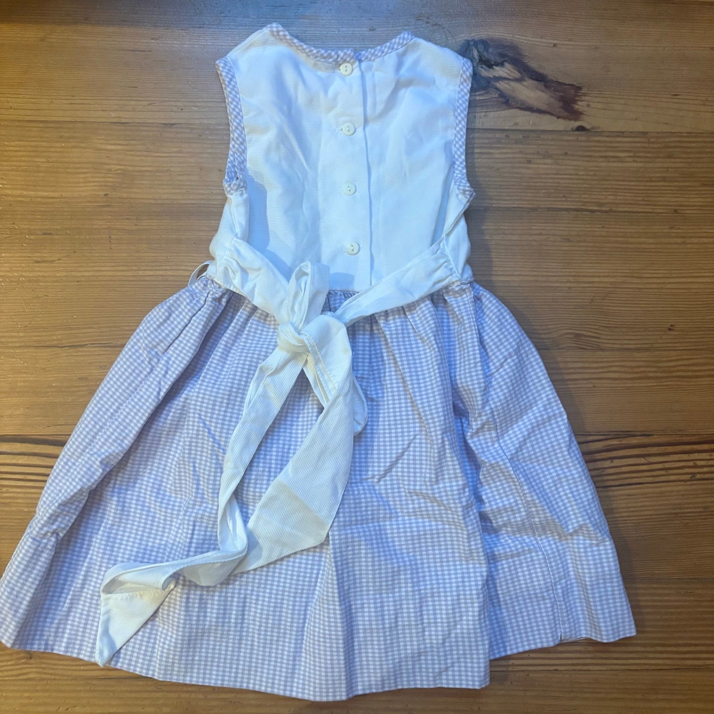 Rare Editions 90s purple sleeveless floral embroidered gingham dress SIZE 5